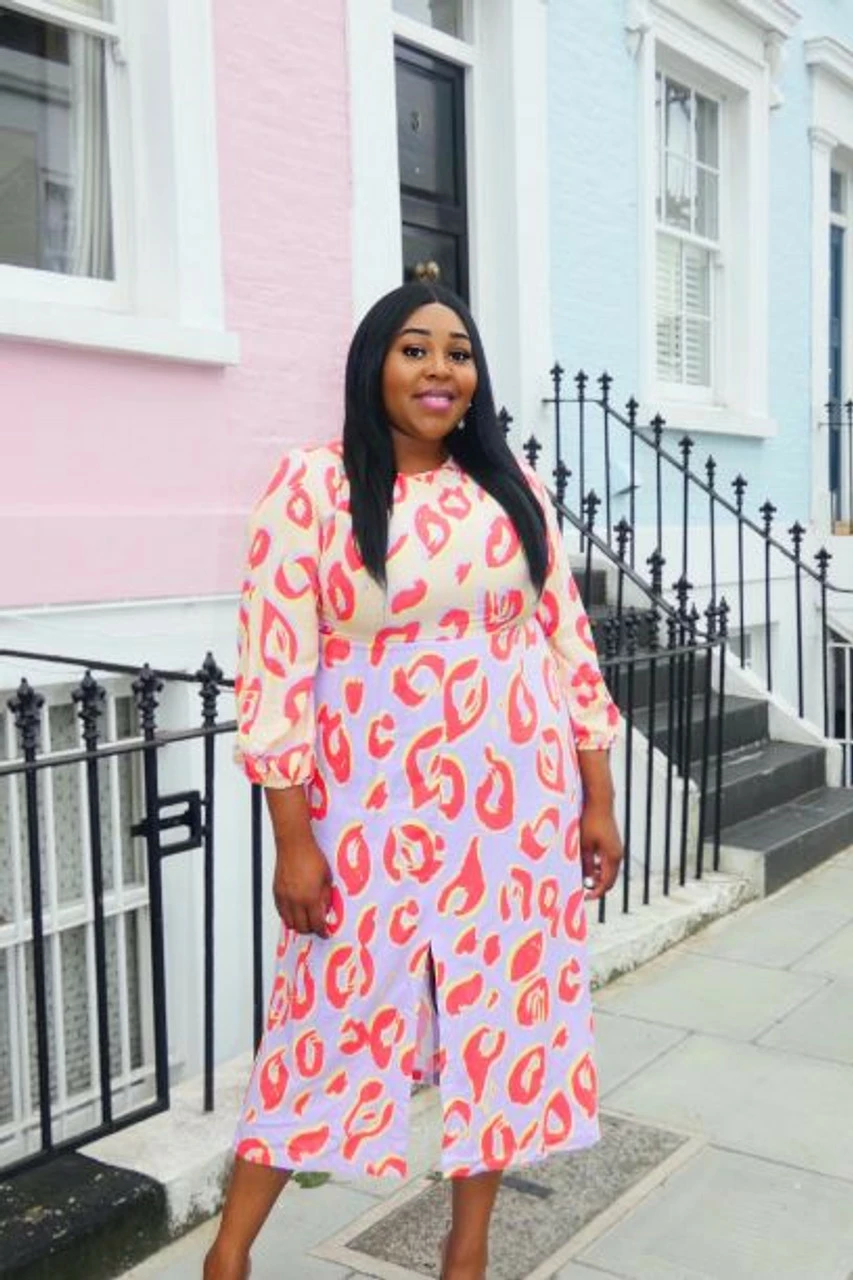 Closet Curves Purple Midi Gathered Neck A-Line Dress 3 Closet Curves Purple Midi Gathered Neck A-Line Dress