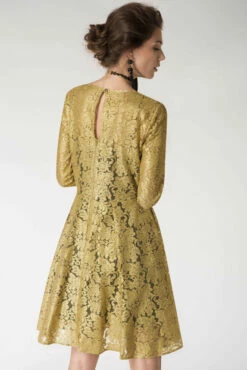 Closet London Gold Pleated Front Lace Skater Dress -Closet London Popular Shop d2847 sc 0482 66928.1565273816