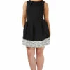 Closet London Curves Black Lace Hem Box Pleat Dress