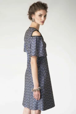 Closet London Multi Metallic Cold Shoulder Jacquard Dress -Closet London Popular Shop d3619 sc 0531 58259.1566138225