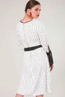 Closet London White Polka Dot Bow Cuffs Gathered Dress -Closet London Popular Shop d4069 dsc 3029 34022.1566140931