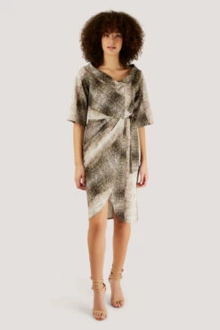 Closet London Khaki Snakeskin Print Collar Wrap Dress -Closet London Popular Shop d4853 snakeskin 1 37931.1566147377