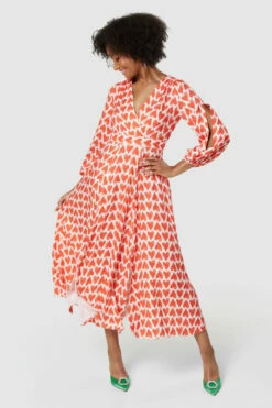 Closet London Red Heart Print Full Skirt Wrap Dress -Closet London Popular Shop d8779 20220621 Closet London 17935 75326.1660126017