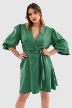 Closet London CurvesEmerald Wrap Tie Waist Dress -Closet London Popular Shop dfqD TjF 27224.1651051901