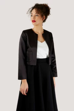 Closet London Black Boxy Open Front Jacket