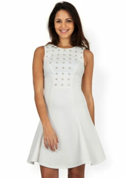 Closet London WhiteEmbellished Top Dress -Closet London Popular Shop j932 white front model 40796.1619432406