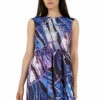 Closet London Blue Printed Scuba V-Back Dress