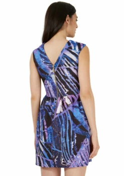 Closet London Blue Printed Scuba V-Back Dress -Closet London Popular Shop j988 v back purple lilac 3 98315.1622560931