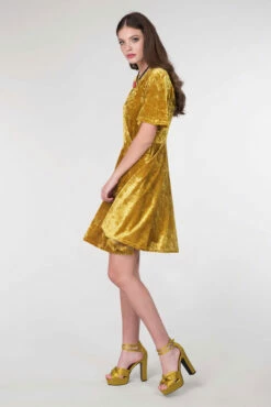 Closet London Yellow VelvetWrap Over Dress -Closet London Popular Shop jd3991 dsc 8690 90808.1566139885