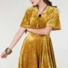 Closet London Yellow VelvetWrap Over Dress