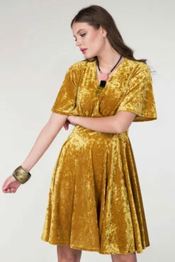 Closet London Yellow VelvetWrap Over Dress