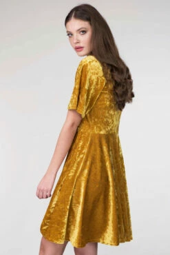 Closet London Yellow VelvetWrap Over Dress -Closet London Popular Shop jd3991 dsc 8732 85452.1566139885