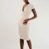 Closet London Cream Bodycon Collar Wrap Dress