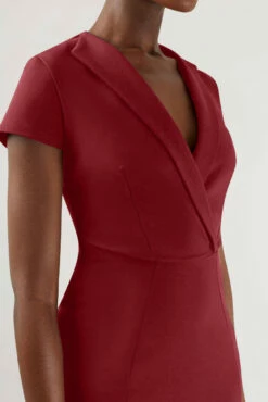 Closet London Wine RED Collar Wrap Pencil Dress -Closet London Popular Shop jd4023 black 4 65806.1566140217.1280.12801 11479.1687265051
