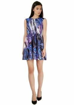 Closet London Blue Printed Scuba V-Back Dress -Closet London Popular Shop ji 31000.1666874262