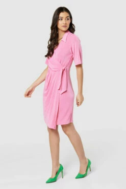 Closet London Pink Slinky Wrap A-Line Mini Dress -Closet London Popular Shop mlIM1FhA 97730.1669823796