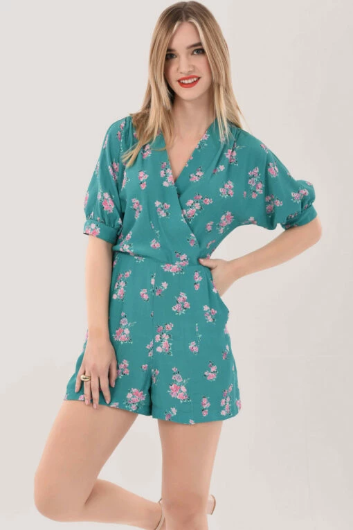 Closet London Green Floral Wrap Playsuit -Closet London Popular Shop nkXYmpes 77624.1659020658