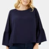 Closet Curves Navy Bell Sleeve Blouse