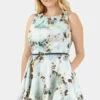 Closet Curves Light Floral Belted Skater Dress