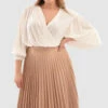 Closet London Curves Beige Pleated Skirt -Closet London Popular Shop piddNdXz 05228.1651049176