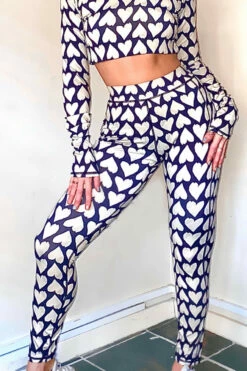 Closet London Black And White Heart Print Leggings