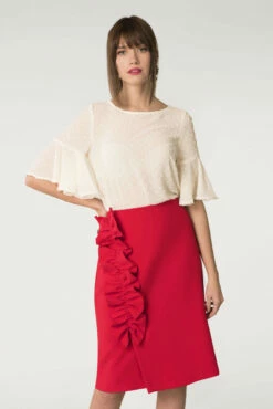 Closet London Red Asymmetric Frill Skirt -Closet London Popular Shop s3706 dsc 6201 1 15218.1633089261