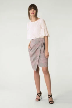 Closet London Checked Tie Waist & Pocket Skirt