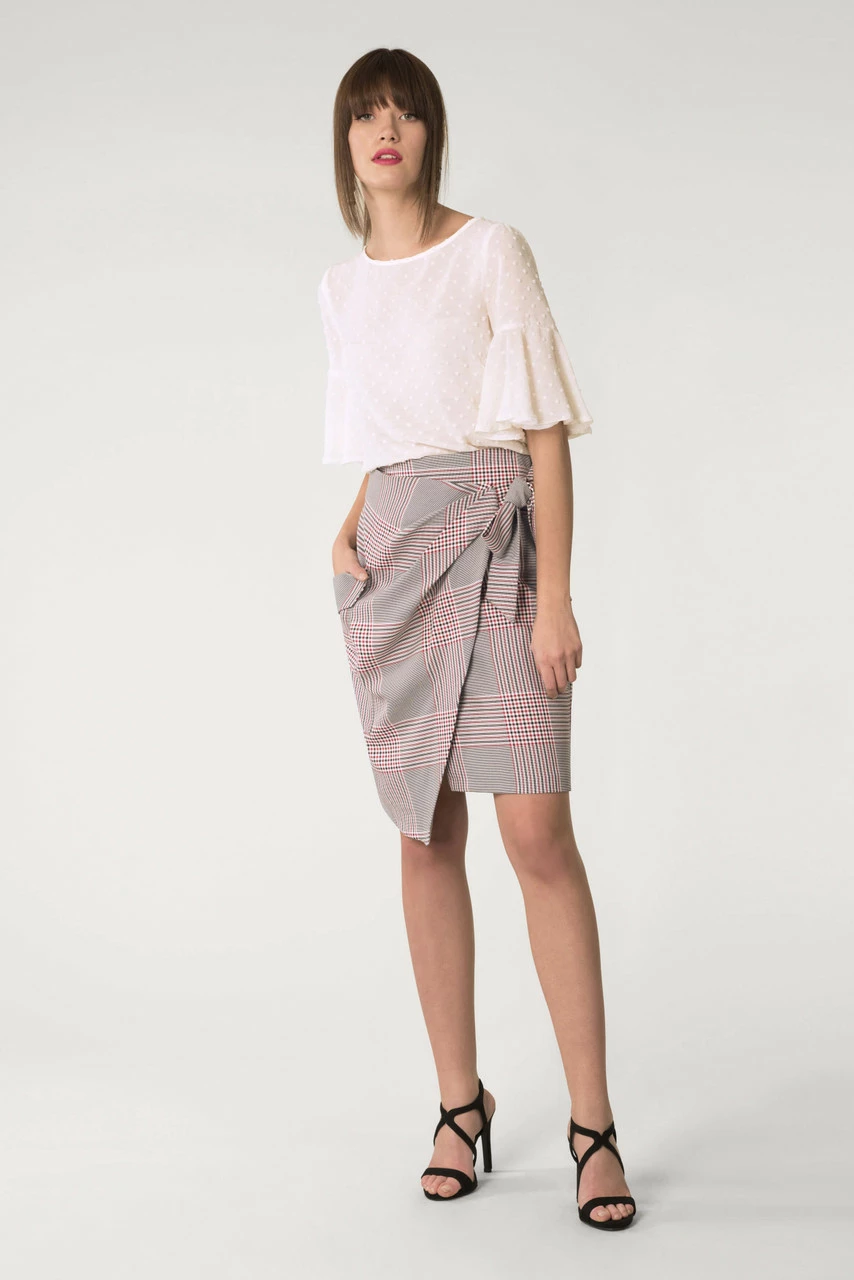 Closet London Checked Tie Waist & Pocket Skirt 3 Closet London Checked Tie Waist & Pocket Skirt