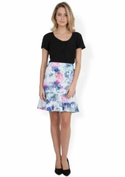 Closet London Pep Hem Floral Mini Skirt