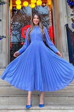 Closet London Lilac Purple Pleated ShirtMidi Dress