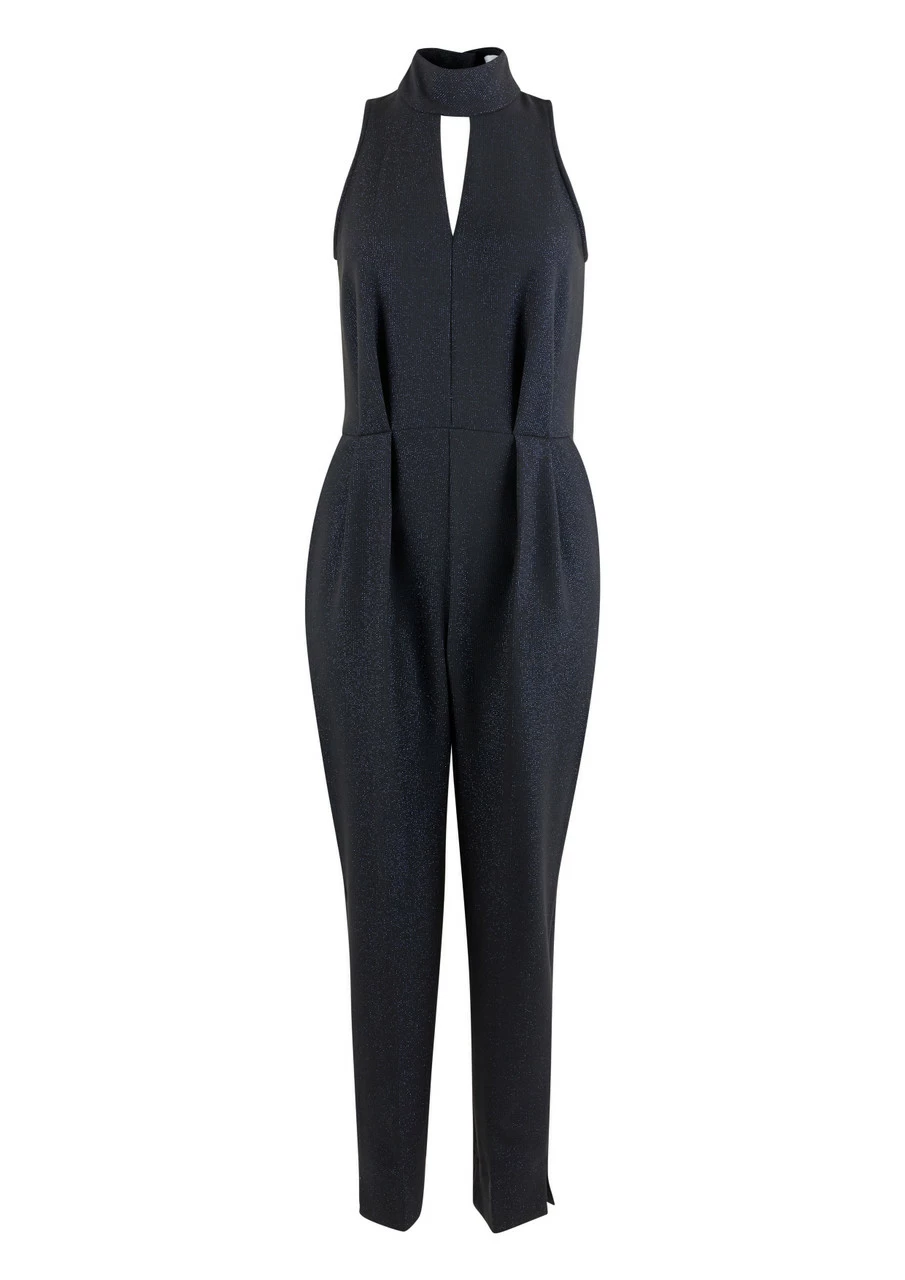 Closet London High Collar Black Metallic Jumpsuit 5 Closet London High Collar Black Metallic Jumpsuit - Image 3