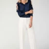 Closet London Ivory Wide Leg Flared Trousers