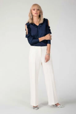 Closet London Ivory Wide Leg Flared Trousers