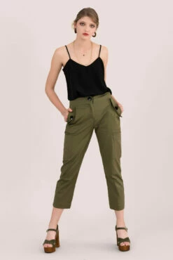 Closet London Khaki Cropped Cargo Trousers